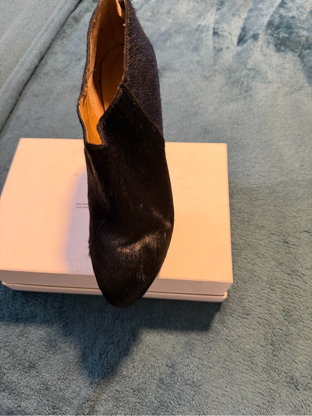 Nine West Black Faux-Fur Ankle Bootie with Metallic Heel - Picture 3 of 5
